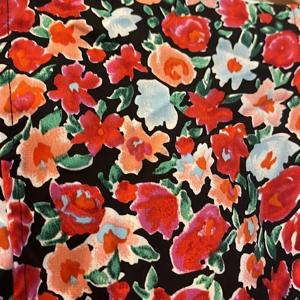 ASTR The Label Floral Elbow Sleeve Cropped Blouse,‎ Large, NWT